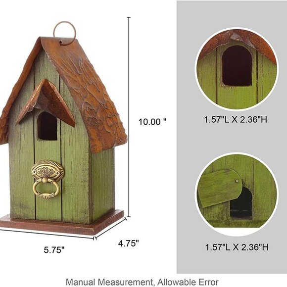 NEW 10" H Rustic Wooden Bird House Garden Distressed Decorative - Picture 5 of 8